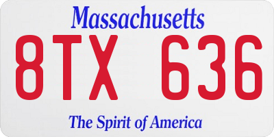 MA license plate 8TX636