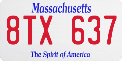 MA license plate 8TX637