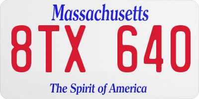 MA license plate 8TX640