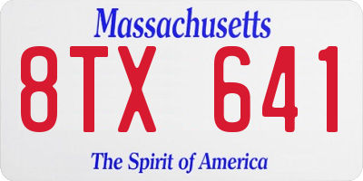 MA license plate 8TX641