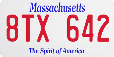 MA license plate 8TX642