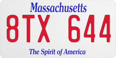MA license plate 8TX644
