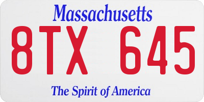 MA license plate 8TX645