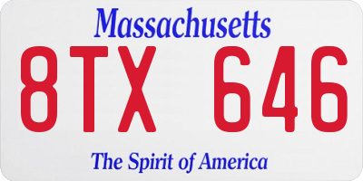 MA license plate 8TX646