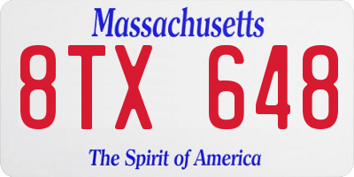 MA license plate 8TX648