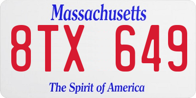 MA license plate 8TX649