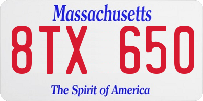 MA license plate 8TX650
