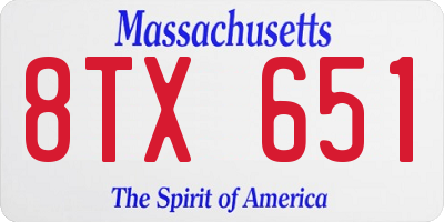 MA license plate 8TX651