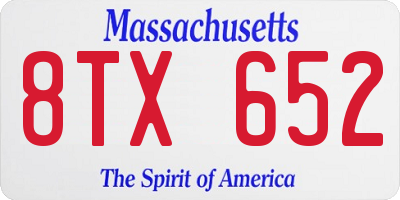 MA license plate 8TX652