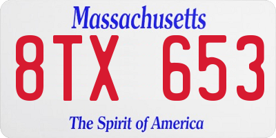 MA license plate 8TX653