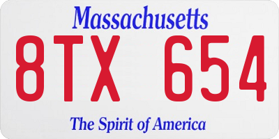 MA license plate 8TX654