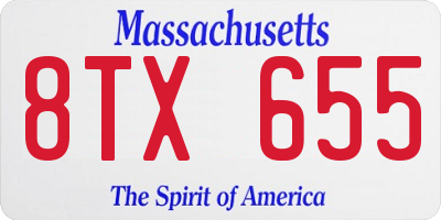 MA license plate 8TX655