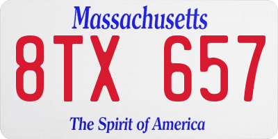 MA license plate 8TX657