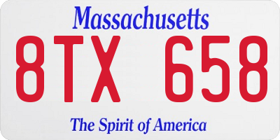 MA license plate 8TX658