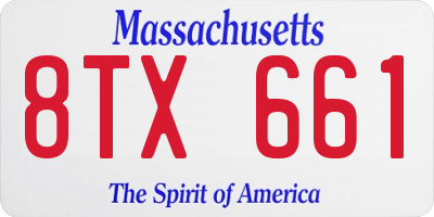 MA license plate 8TX661