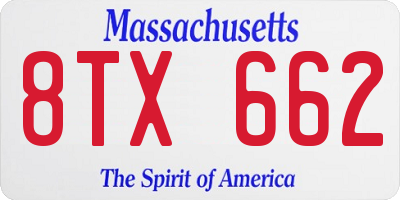 MA license plate 8TX662