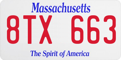 MA license plate 8TX663