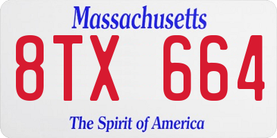 MA license plate 8TX664