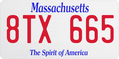 MA license plate 8TX665