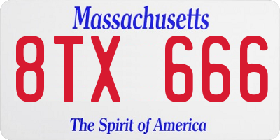 MA license plate 8TX666