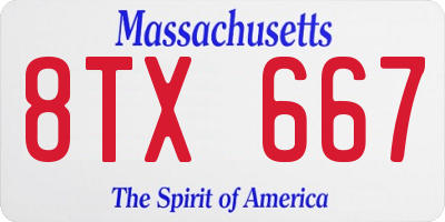 MA license plate 8TX667