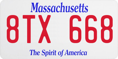 MA license plate 8TX668