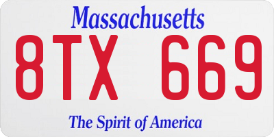 MA license plate 8TX669