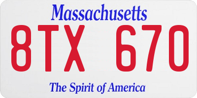 MA license plate 8TX670
