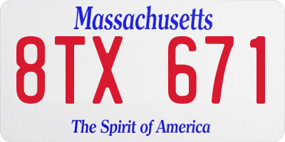 MA license plate 8TX671