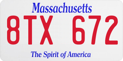 MA license plate 8TX672