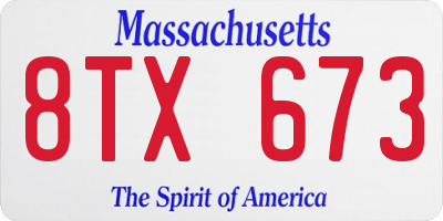 MA license plate 8TX673