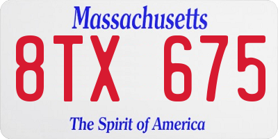MA license plate 8TX675