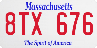 MA license plate 8TX676