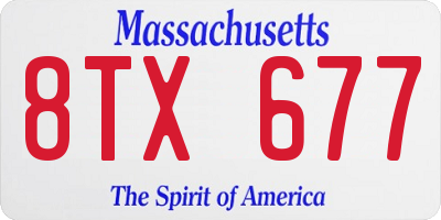 MA license plate 8TX677
