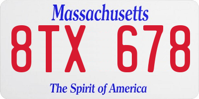 MA license plate 8TX678