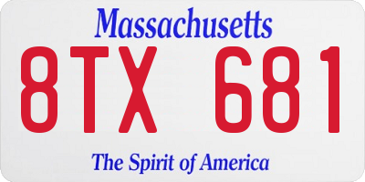 MA license plate 8TX681
