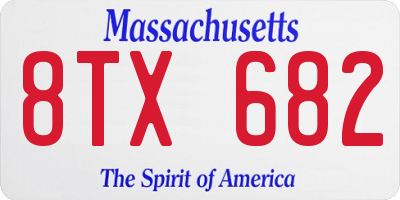 MA license plate 8TX682