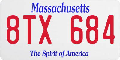 MA license plate 8TX684