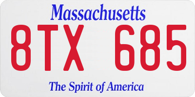 MA license plate 8TX685