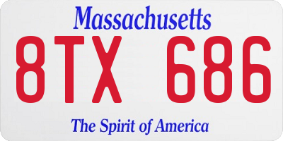 MA license plate 8TX686