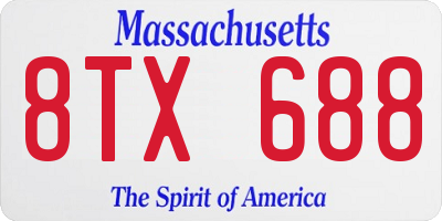 MA license plate 8TX688