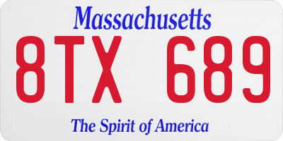 MA license plate 8TX689