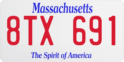 MA license plate 8TX691