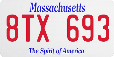 MA license plate 8TX693