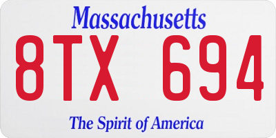 MA license plate 8TX694