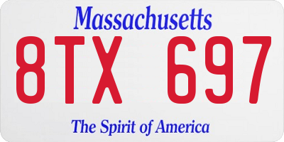 MA license plate 8TX697