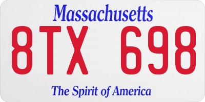 MA license plate 8TX698