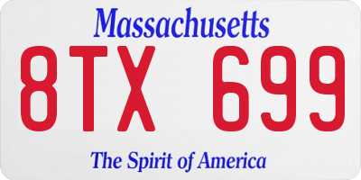 MA license plate 8TX699