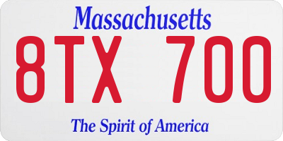 MA license plate 8TX700
