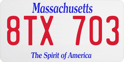 MA license plate 8TX703